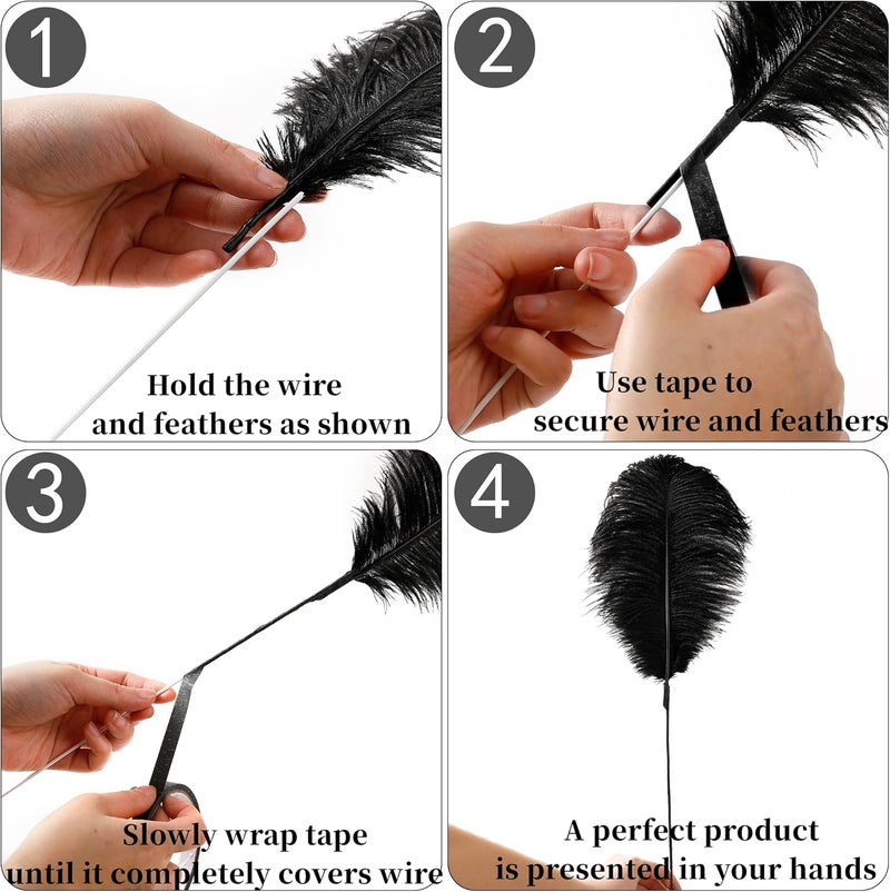 Holmgren Black Ostrich Feathers Bulk - 20pcs Making Kit 22 Inch Natural Ostrich Feathers for Vase, Floral Arrangement, Wedding Party Centerpieces and Halloween Home Decor (Black) - Image 4